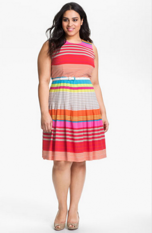 Calvin Klein Belted Striped Dress - Plus size.PNG